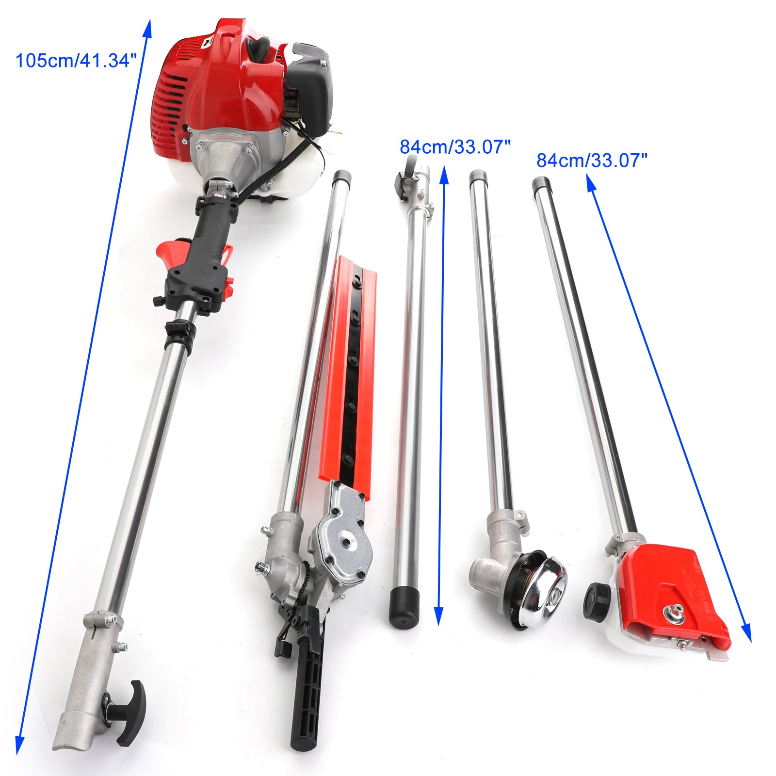 5-in-1 52cc Petrol Garden Tool Set – Hedge Trimmer, Chainsaw, Brush Cutter, Pole Saw & More