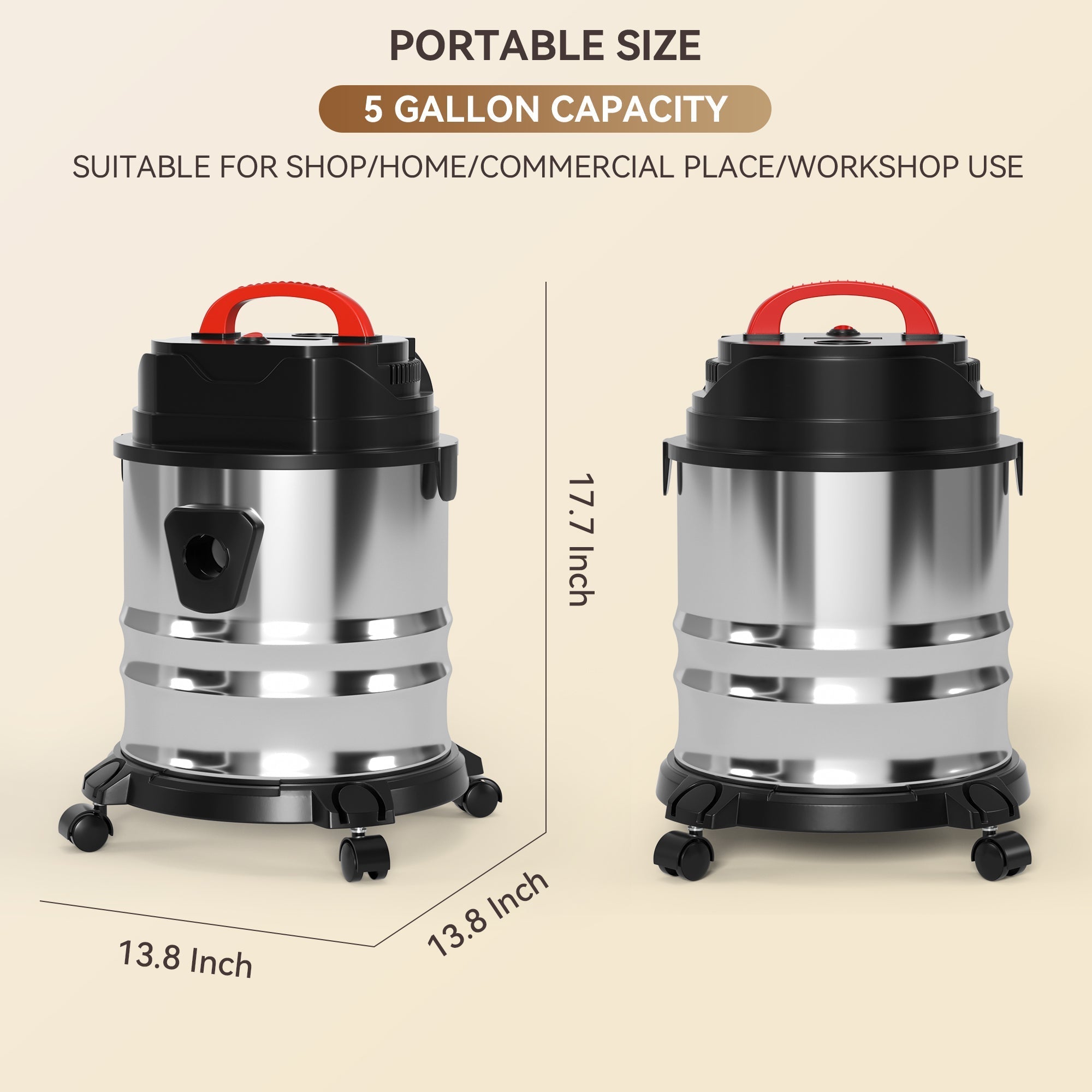 18L Ash Vacuum Cleaner, Powerful 1800W Wet/Dry Shop Vac with Blower Function for Fireplaces, BBQ & Pellet Stoves