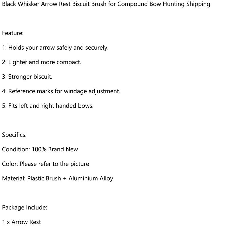 Black Whisker Biscuit Arrow Rest for Compound Bow Hunting (Copy)
