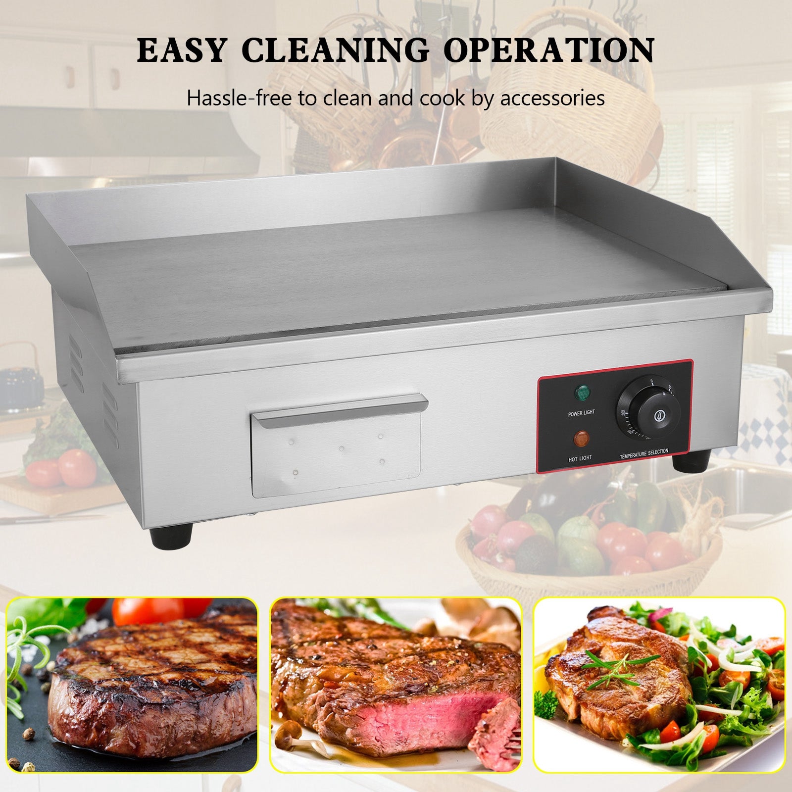 Commercial Electric Griddle 22''/30'' 110V Stainless Steel Flat Top Grill