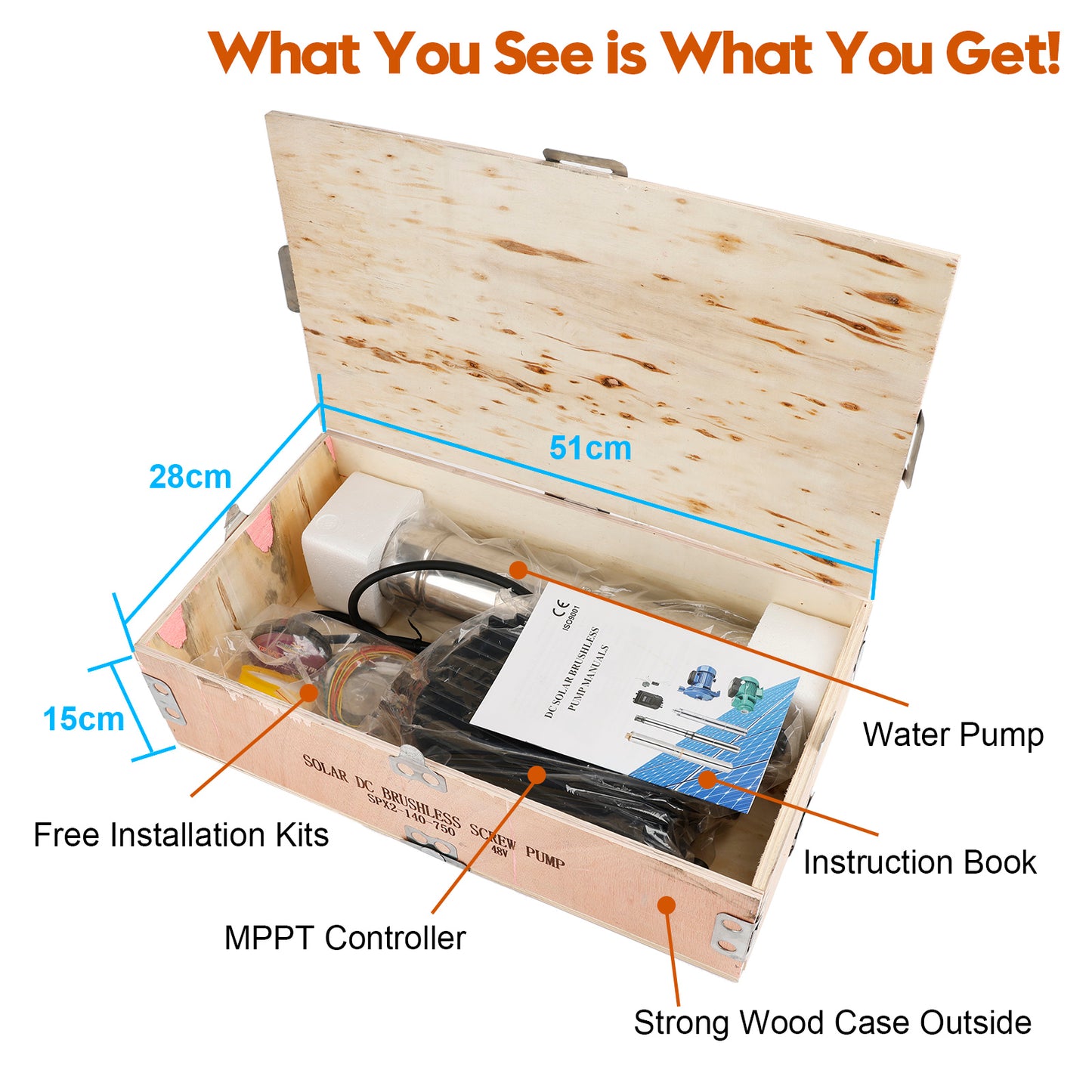 3" 48V 750W MPPT Screw Solar Bore Pump Submersible Deep Well Hole Steel