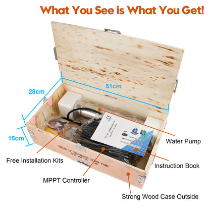 3" 48V 750W MPPT Screw Solar Bore Pump Submersible Deep Well Hole Steel