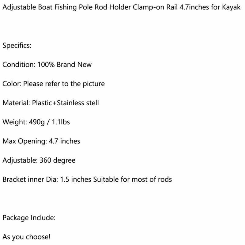 1X Clamp-On Boat Rail Fishing Pole Stand Bracket Rod Holder