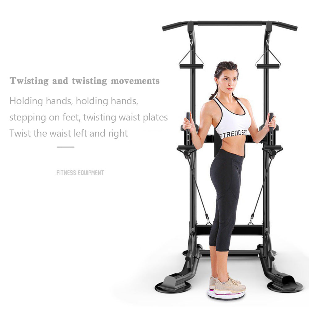 Pull-Up & Squat Bar Power Tower Dip Stands Home Gym Strength