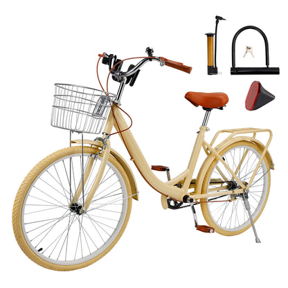24/26 inch Women City Bicycle Beach Cruiser Bike with Basket & Rack