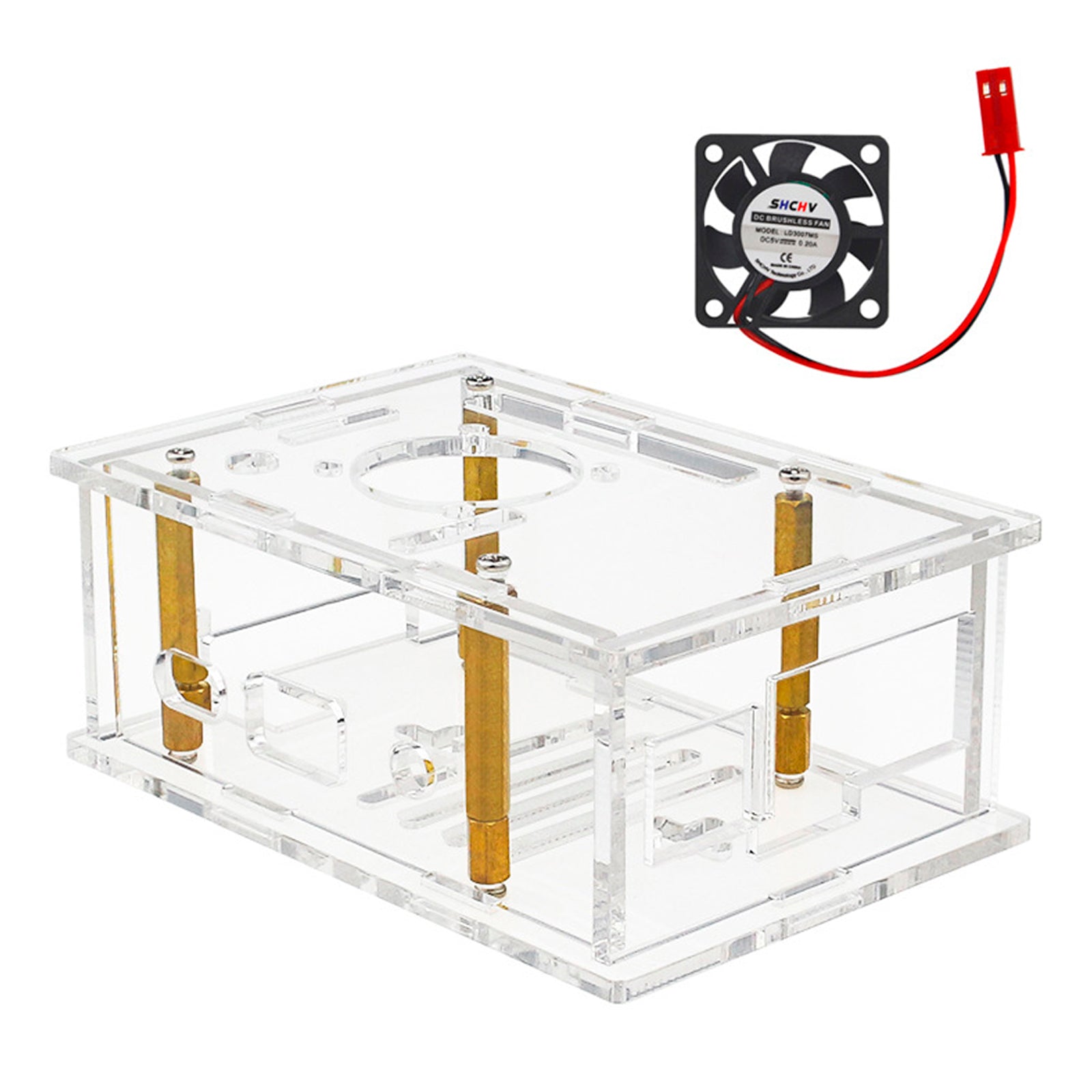 Orange Pi 4A Acrylic Case Orange Pi Transparent Protective Box with Cooling Fan