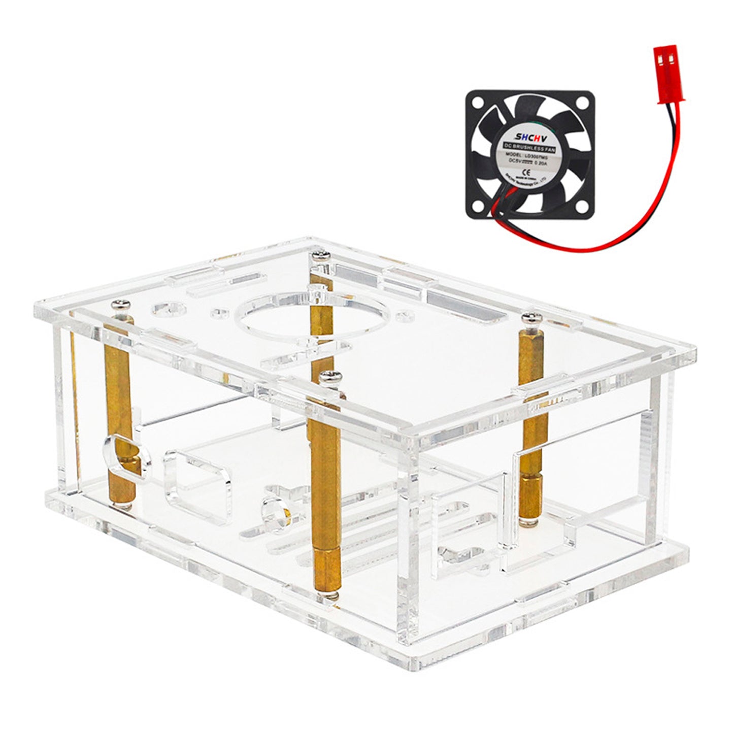 Orange Pi 4A Acrylic Case Orange Pi Transparent Protective Box with Cooling Fan
