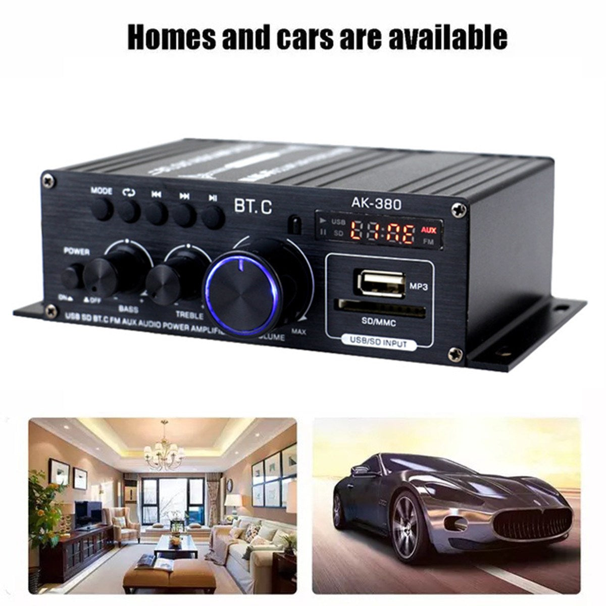 400W Bluetooth Hi-Fi Auto Stereo 12V Car MP3 Audio Amplifier Radio Booster Hi-Fi Bluetooth Car Auto Stereo 12V Car Audio Amplifier MP3 Radio 200W + 200W Bluetooth 2.0CH 400W Hi-Fi Auto Stereo 12V MP3 Car Audio Amplifier Radio Booster