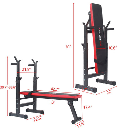 Adjustable Weight Bench Folding Bench Press w/Barbell Rack Pec workout