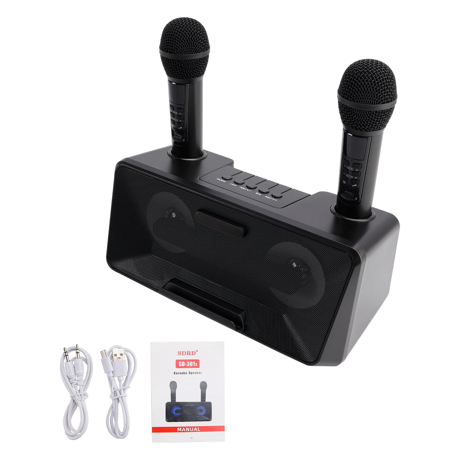 Wireless Bluetooth Speaker – All-in-One Portable Karaoke System with Dual Microphones for Outdoor Use