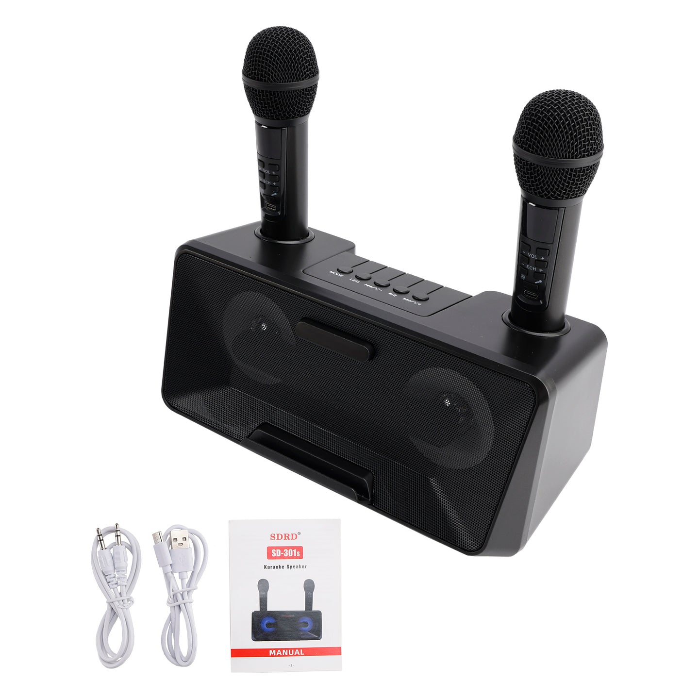 Wireless Bluetooth Speaker – All-in-One Portable Karaoke System with Dual Microphones for Outdoor Use