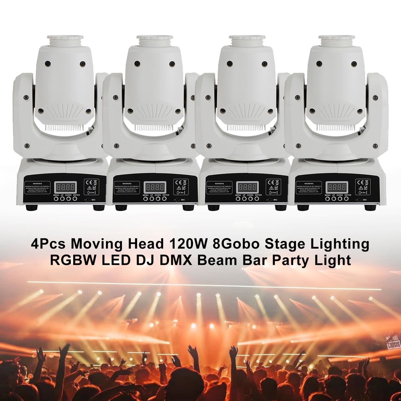 4 Pcs Moving Head 120W 8Gobo Stage Lighting RGBW LED DJ DMX Beam Bar Party Light (Copy)