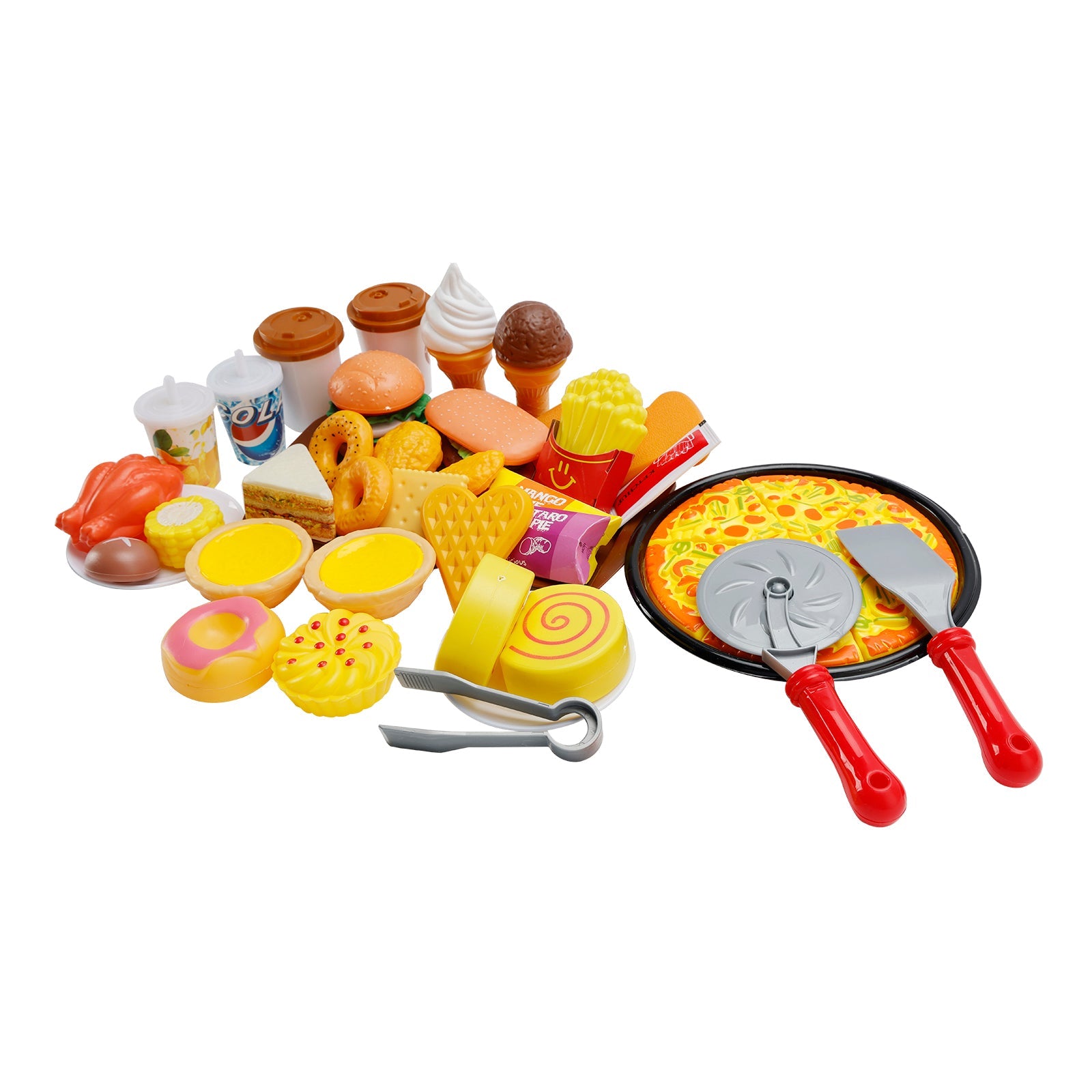 82 Pieces Birthday Cake Toy Play Food Set Plastic Kitchen Cutting Pretend Toys