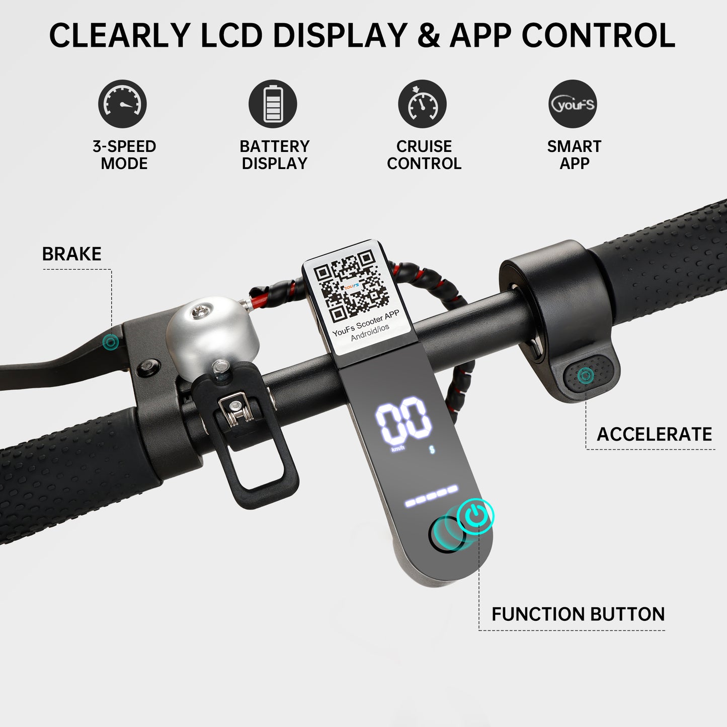 8.5" Folding Electric Scooter With app 350W 35KM Range 30km/h City Commute White (Copy)