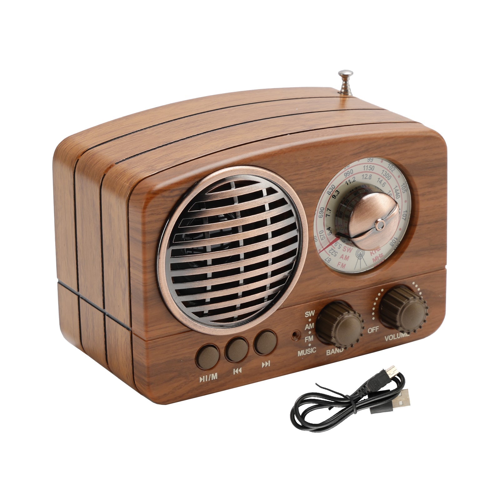 Retro Bluetooth Radio Speaker - Vintage Style Wireless Music Player with FM & Alarm
