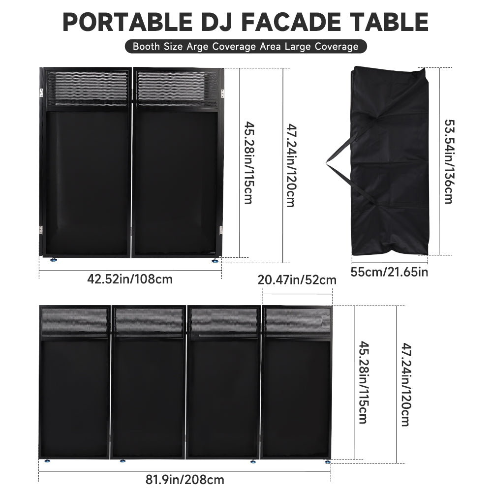 Portable DJ Facade Table Station 45"x42" Event Booth Facade Metal Foldable Frame