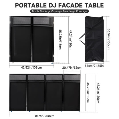 Portable DJ Facade Table Station 45"x42" Event Booth Facade Metal Foldable Frame