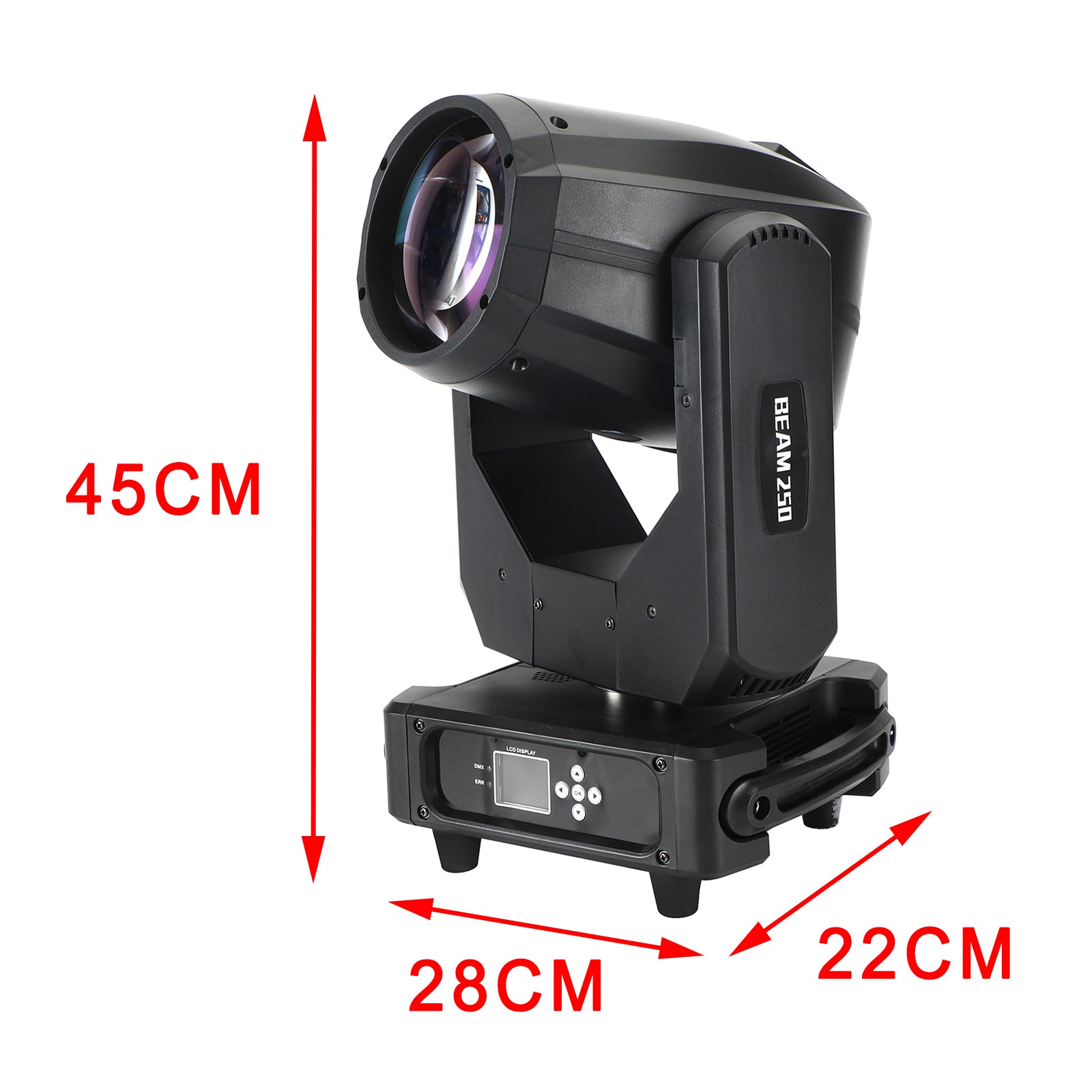 8R 250W 3-in-1 Moving Head Light - Beam, Spot & Wash with Double Prism, 14 Gobos & 14 Colors, DMX Control