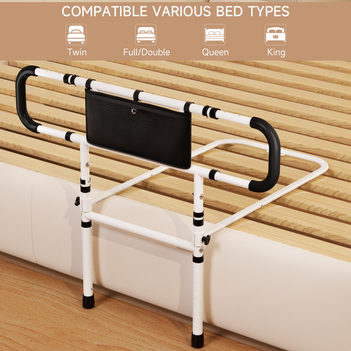 Bed Side Rail Mobility Aid Guard punch-free and foldable bedside handrails for getting up (Copy)