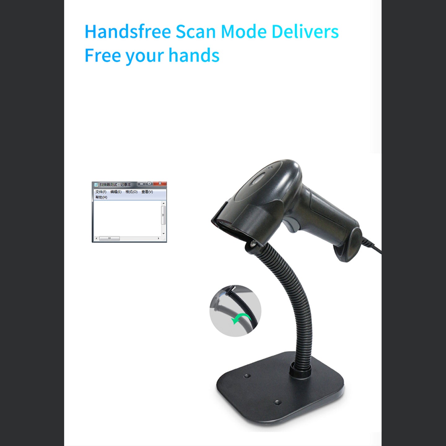 2 In1 1D+2D Portable Handheld Gun Auto USB Laser Scanner Bar Code Reader w Stand