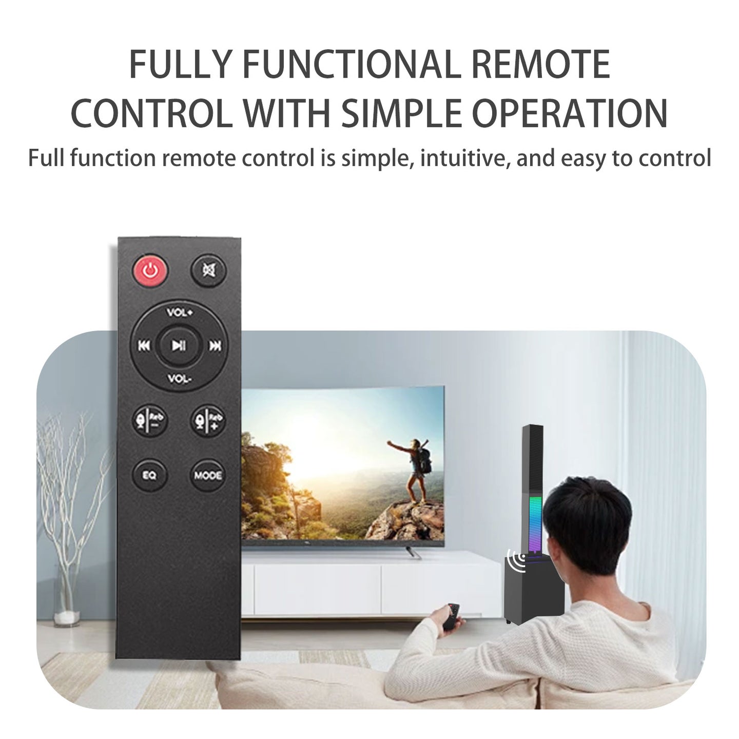 2.1 Channel Bluetooth Speaker System for Home Theater, Detachable Sound Tower with 4" Subwoofer, RGB Lights & Remote for TV, Gaming, Karaoke