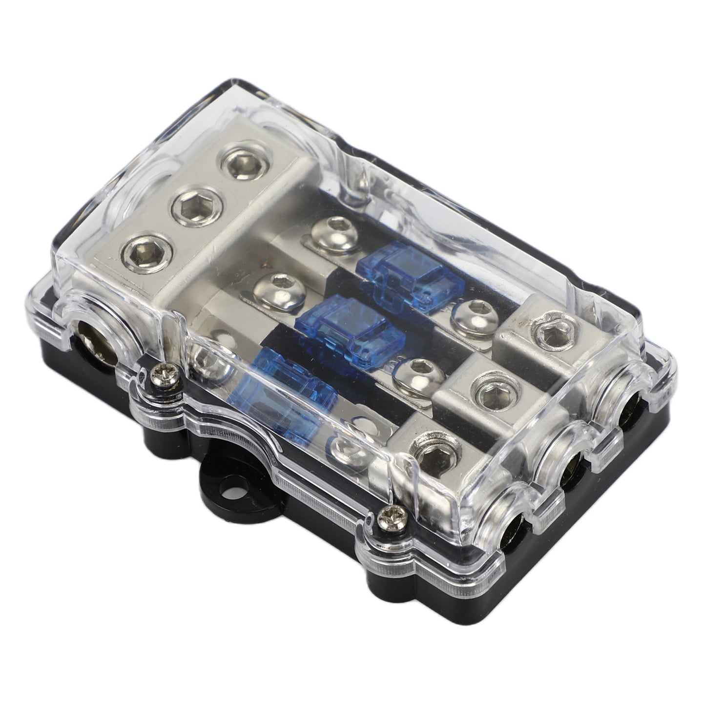 3-Way Mini ANL Power Distribution Block with 60A Fuses for Car Audio, Accepts 2/4GA In, 4/8GA Out