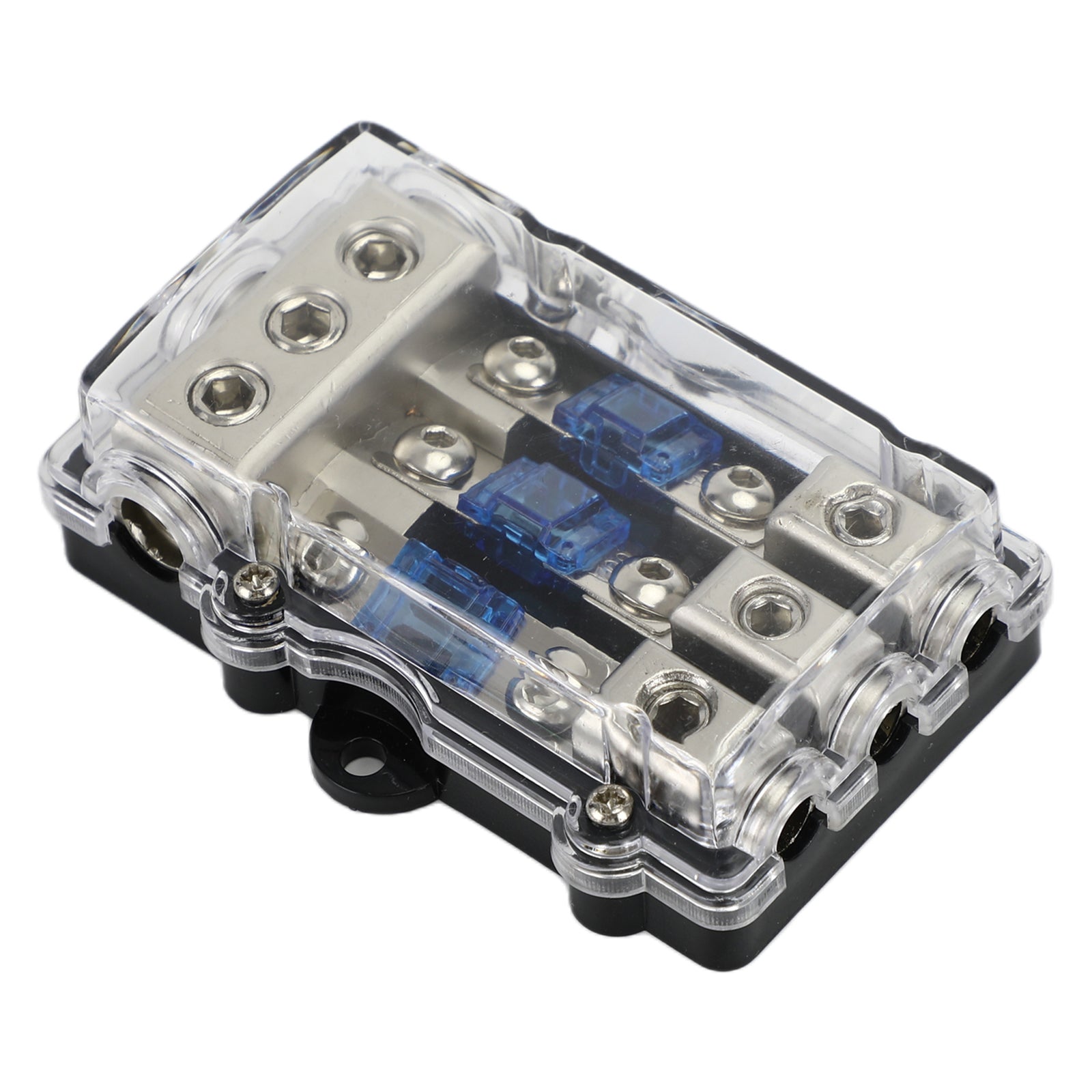 3-Way Mini ANL Power Distribution Block with 60A Fuses for Car Audio, Accepts 2/4GA In, 4/8GA Out