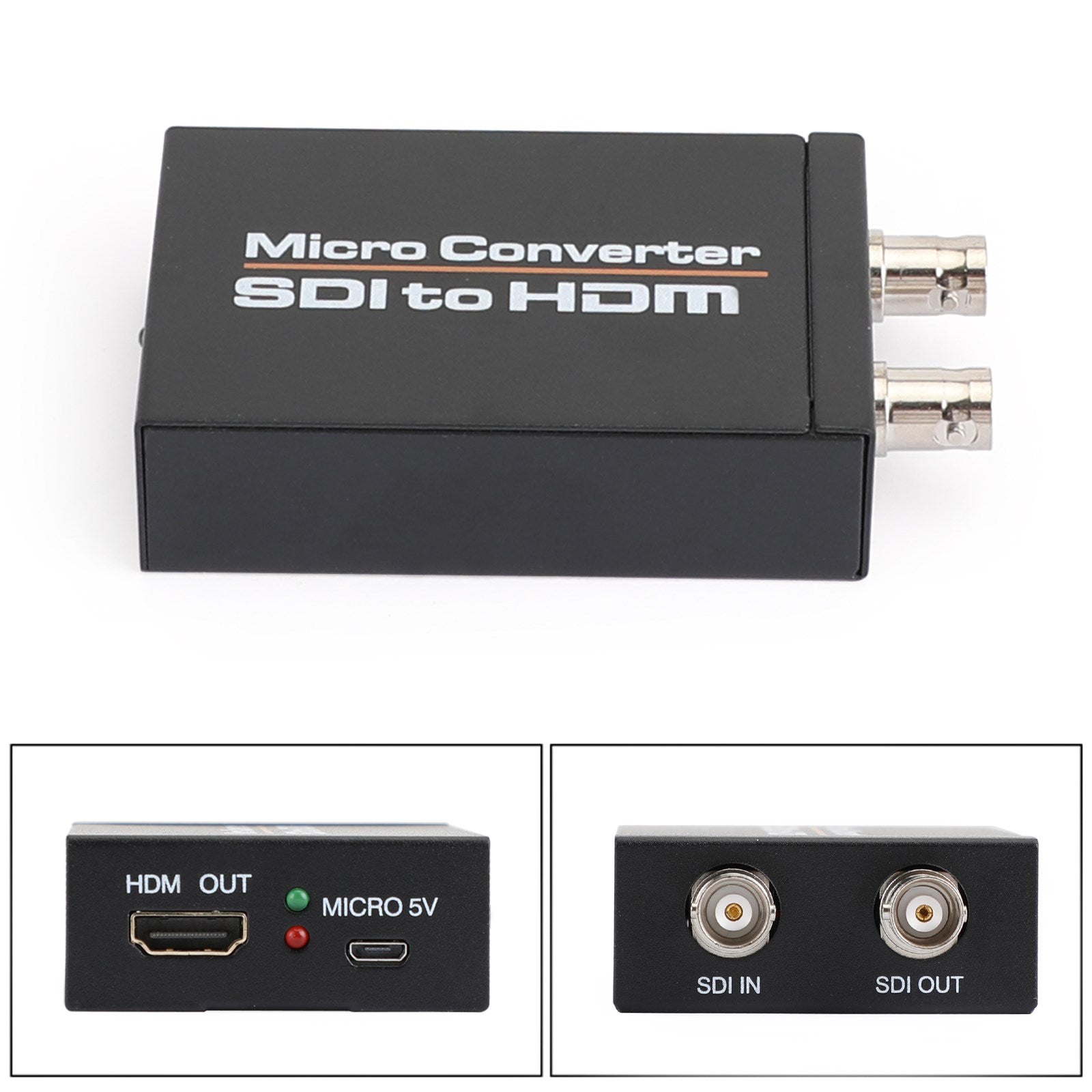 1 port to 2 SDI to HDMI + SDI Mini HD Video Switcher Micro Audio Converter Black