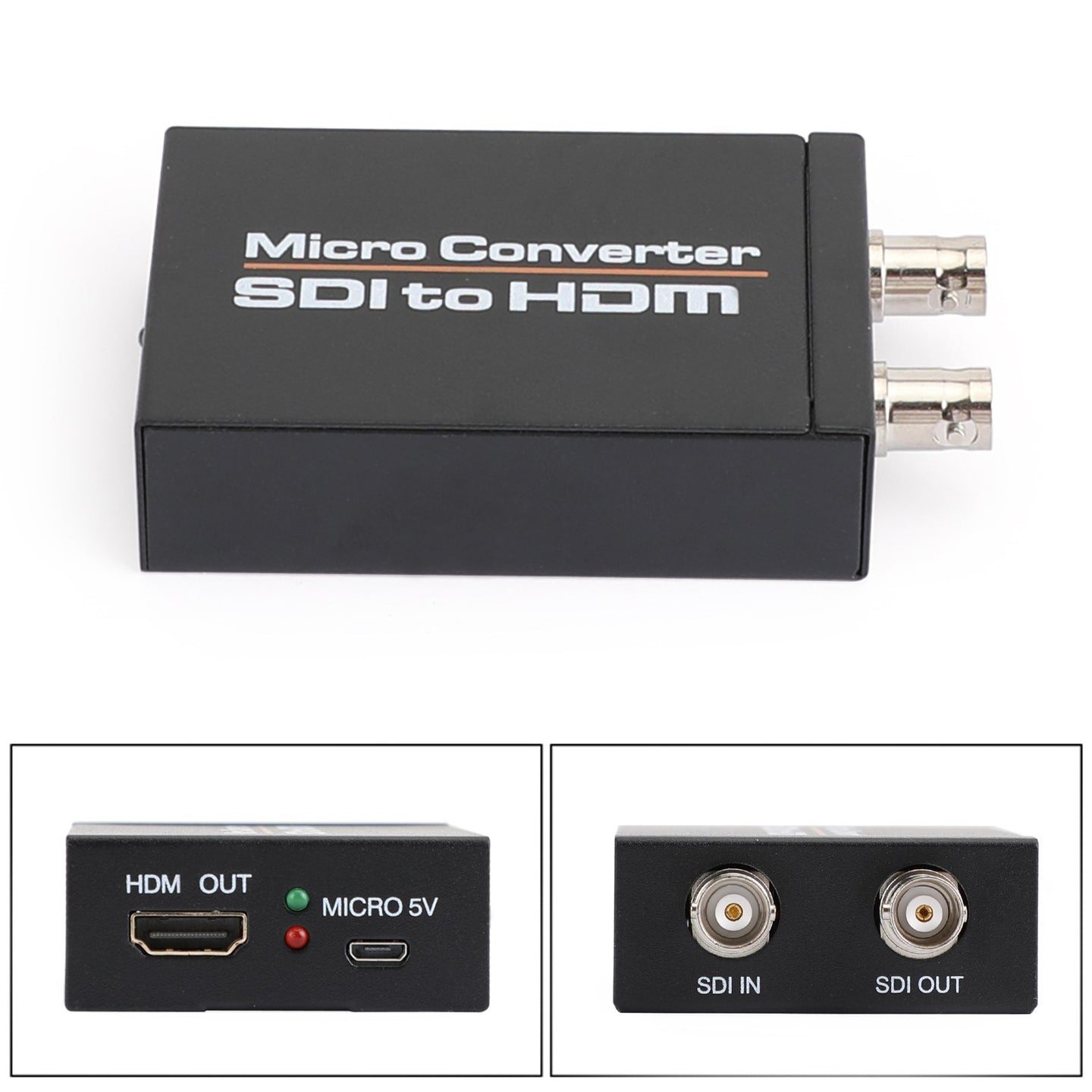 1 port to 2 SDI to HDMI + SDI Mini HD Video Switcher Micro Audio Converter Black