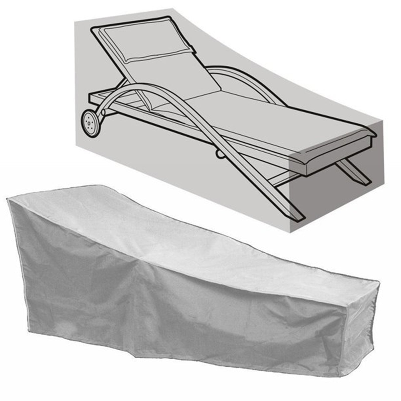 Silver 82x30 Inch Outdoor Lounge Chair Cover, Waterproof 210D Oxford Fabric Patio Chaise Protector