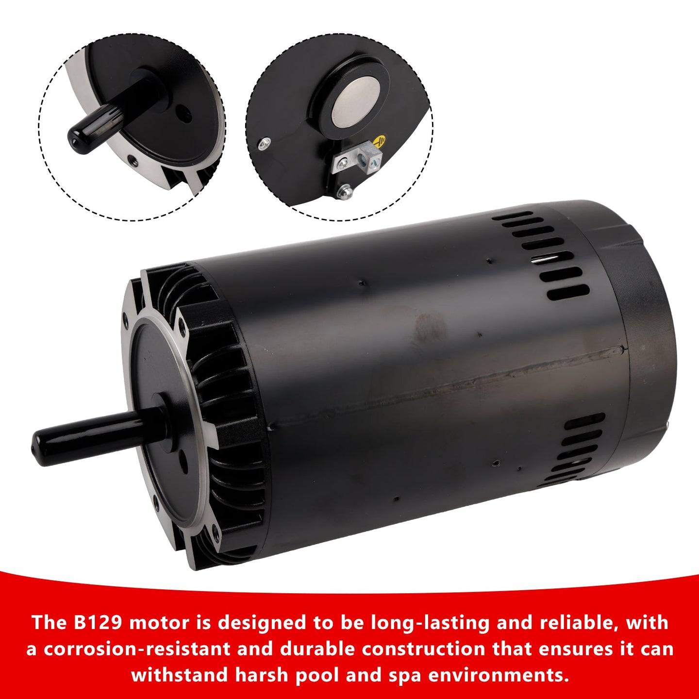 B129 Pool Pump Motor 1.5HP 56J Frame 115/230V Replacement Swimming Pool Motor