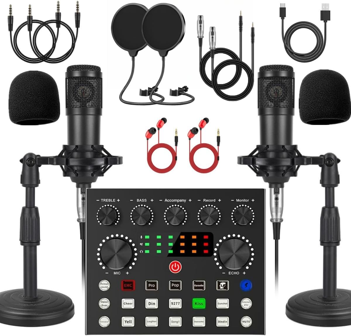 V8s Sound Card Live Sound Card Set BM800 Studio Condenser Microphone Perfect