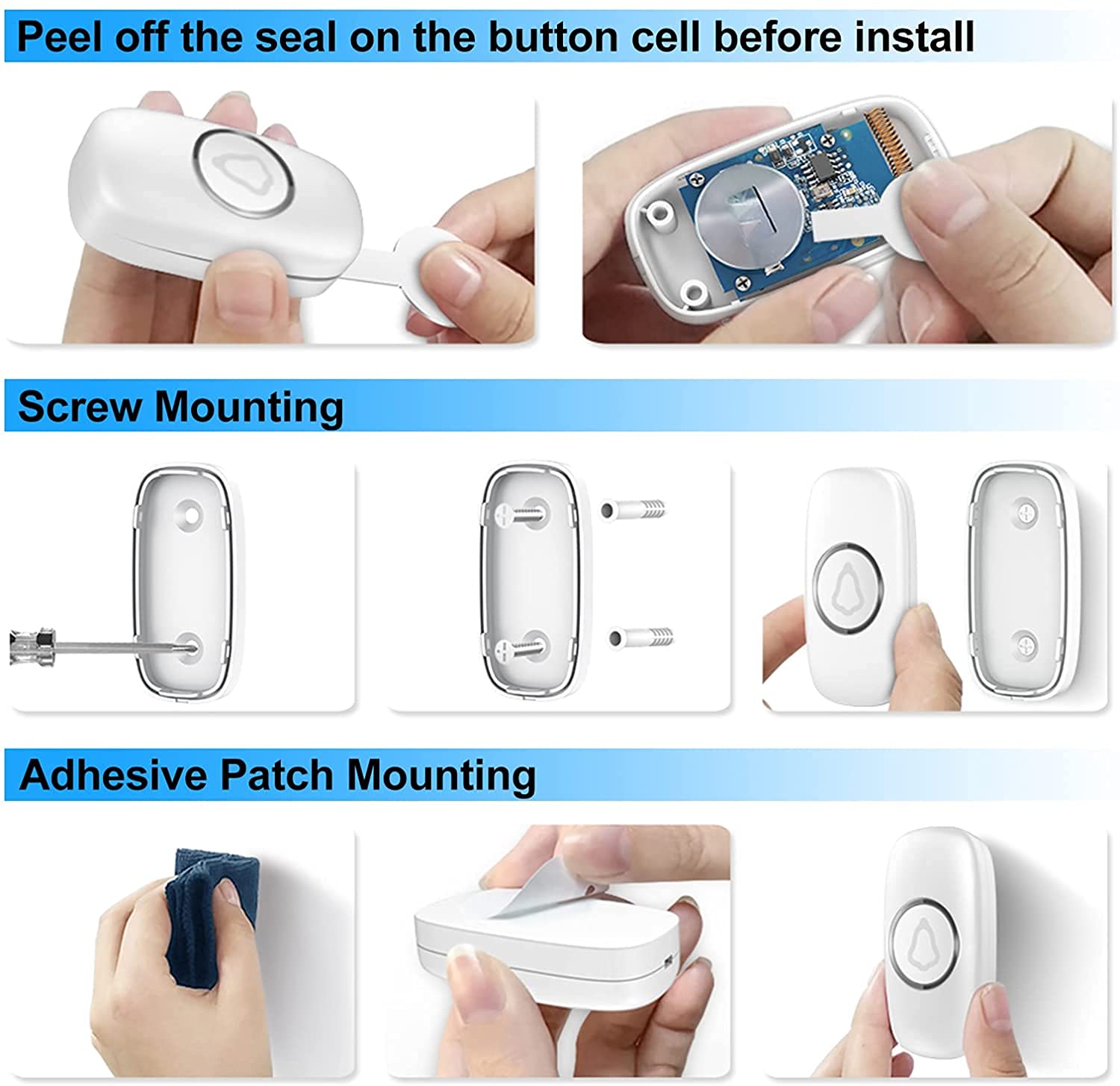 Wireless Doorbell — Pre-Paired, No Wi-Fi, 1,300 ft Range