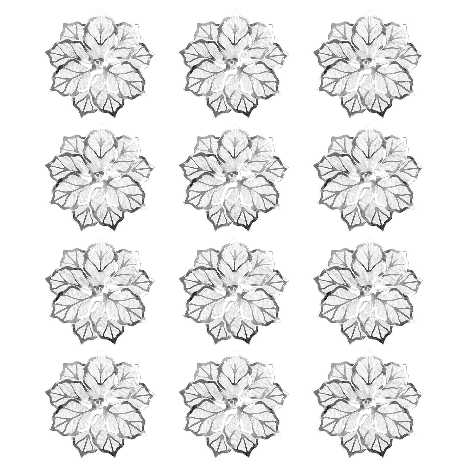 6-12PCS Napkin Rings Flower Napkin Holder Napkin Buckle, 12PCS Flowers