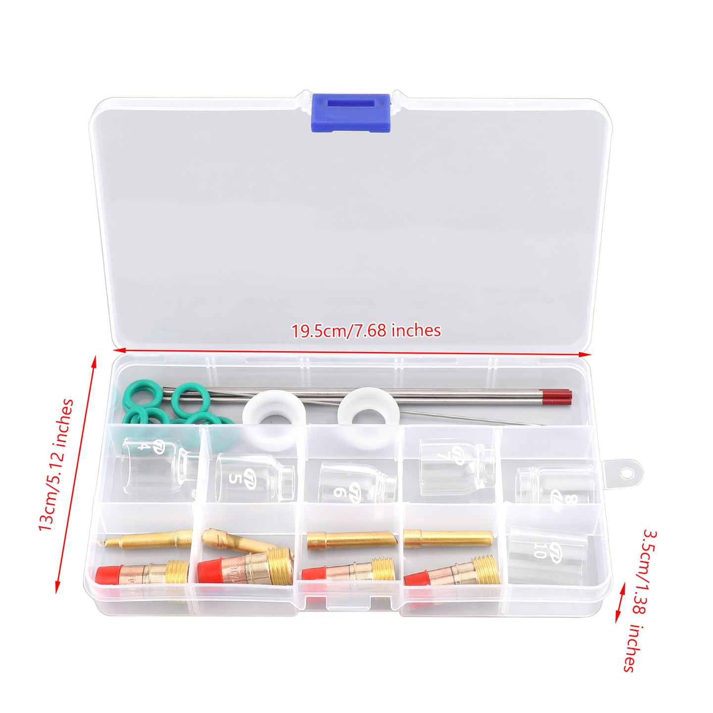 30Pcs TIG Welding Stubby Gas Lens Pyrex Cup Kit Fits For Tig WP-17/18/26 Torch
