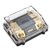 LED Display 1x0 IN 2x4GA OUT Distribution Block Fuse Holder Clear Cover Nickel Plated Splitter Heat resistant plastic housing for Car Audio Marine