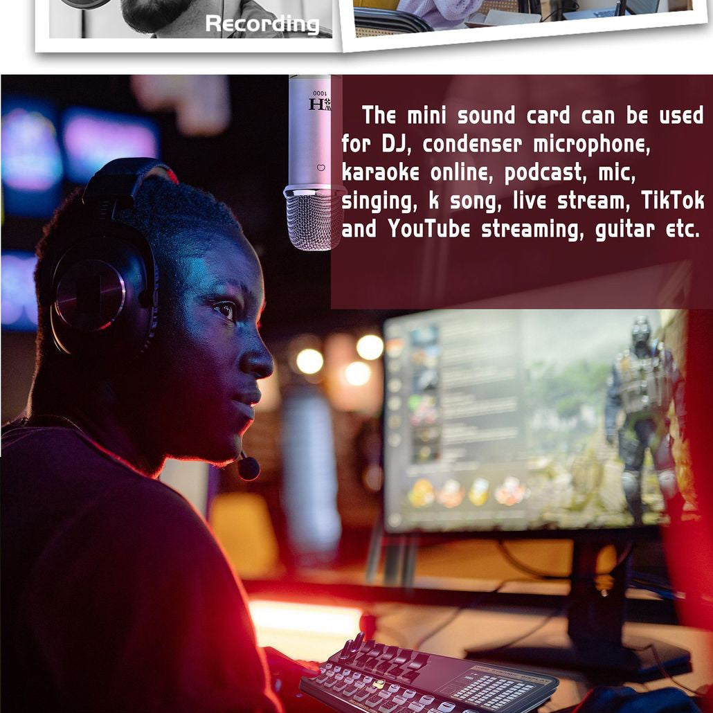 V10 Live Sound Card & Audio Interface with Bluetooth, Voice Changer & Sound Effects for PC, Phone, Podcasting & Streaming