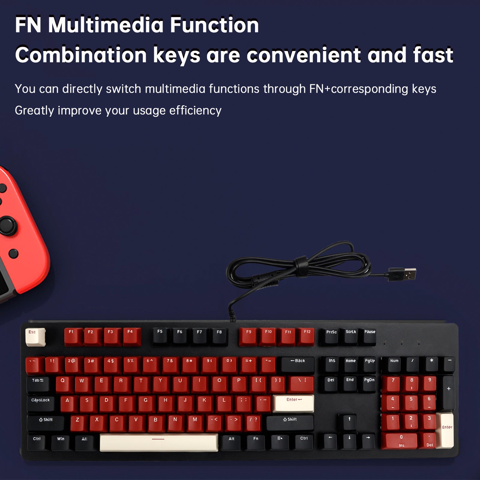 104-Key Wired Mechanical Linear Switch Gaming Keyboard Blue Switch Customizable