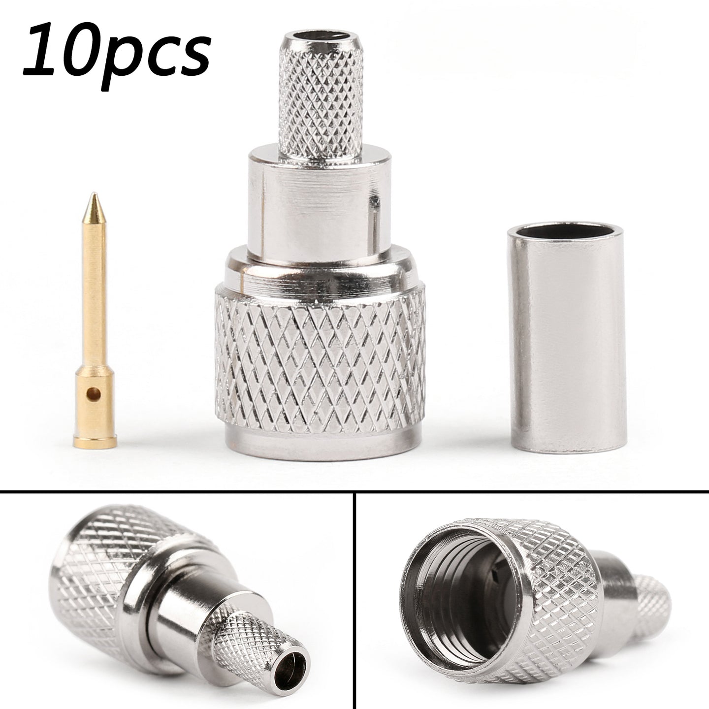 10Pcs Mini-UHF Male Crimps Connector For RG-58/U Cable  Radio Antenna US