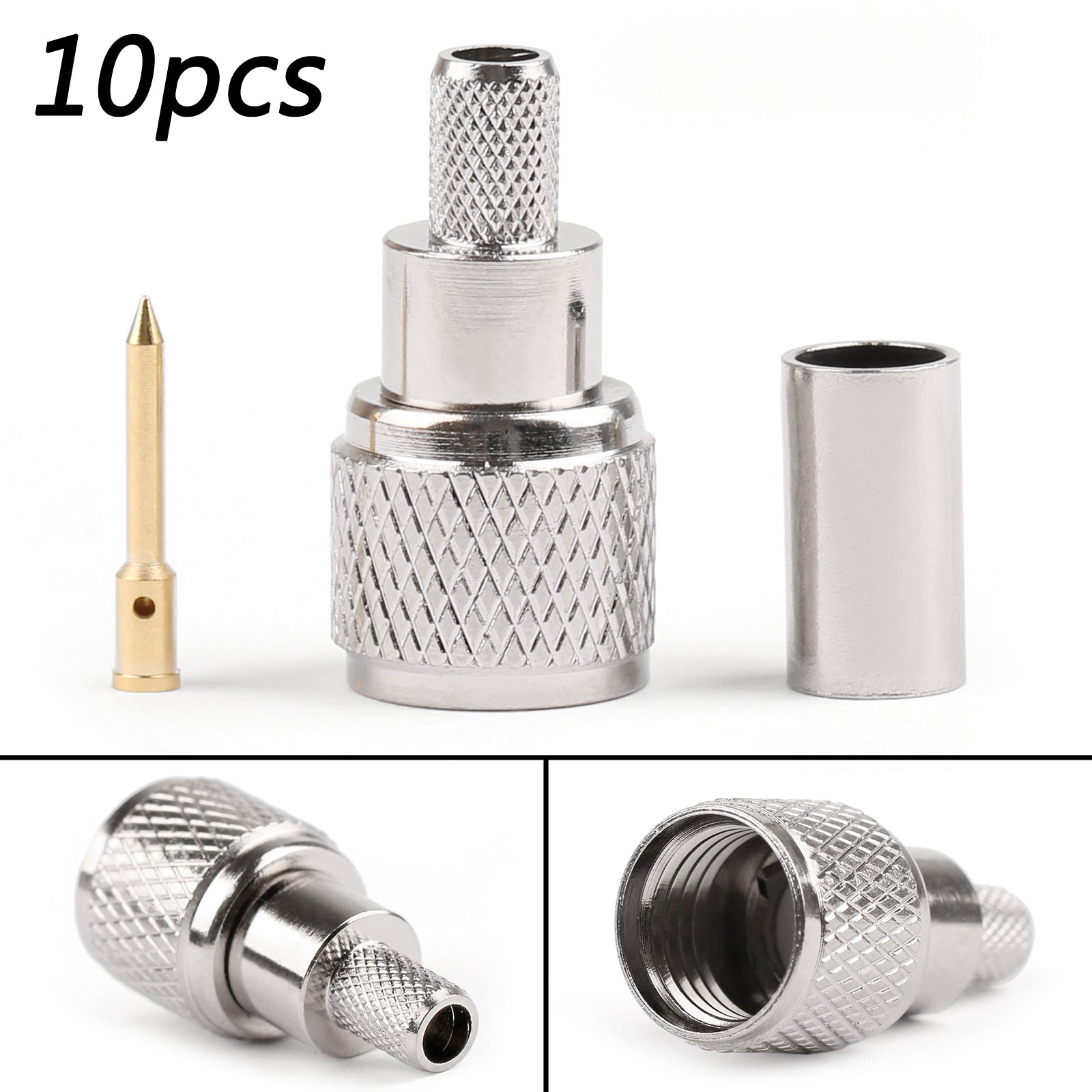10Pcs Mini-UHF Male Crimps Connector For RG-58/U Cable  Radio Antenna US