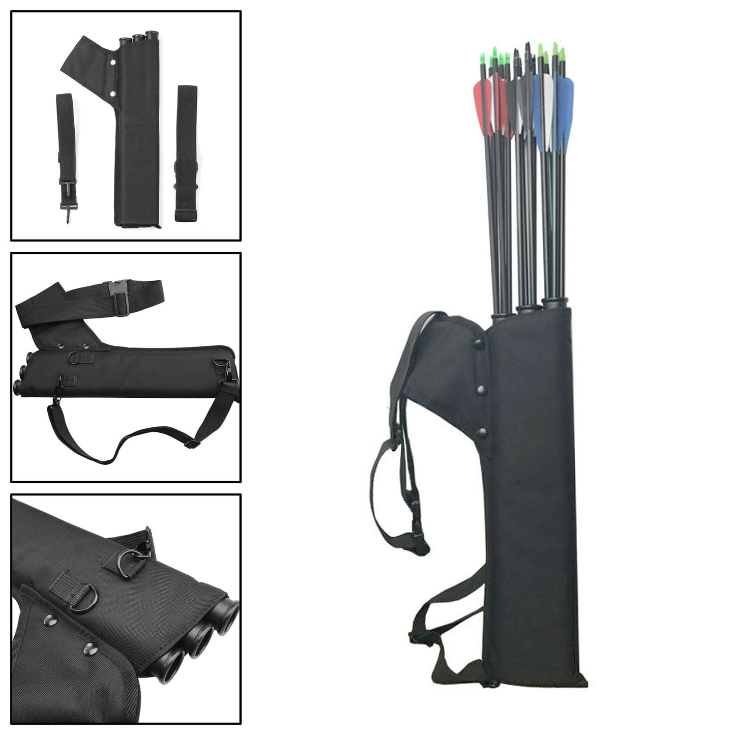 Archery 3 Tube Arrow Quiver Holder Waist/Shoulder Bag Hunting
