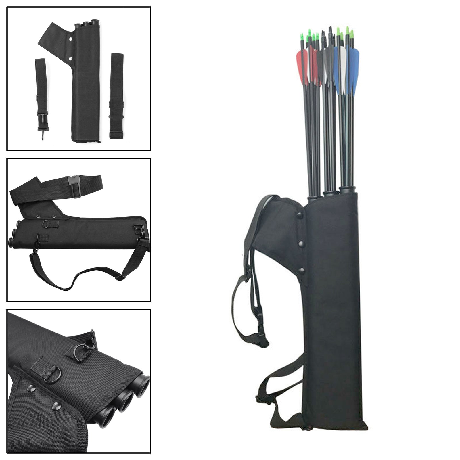 Archery 3 Tube Arrow Quiver Holder Waist/Shoulder Bag Hunting (Copy)