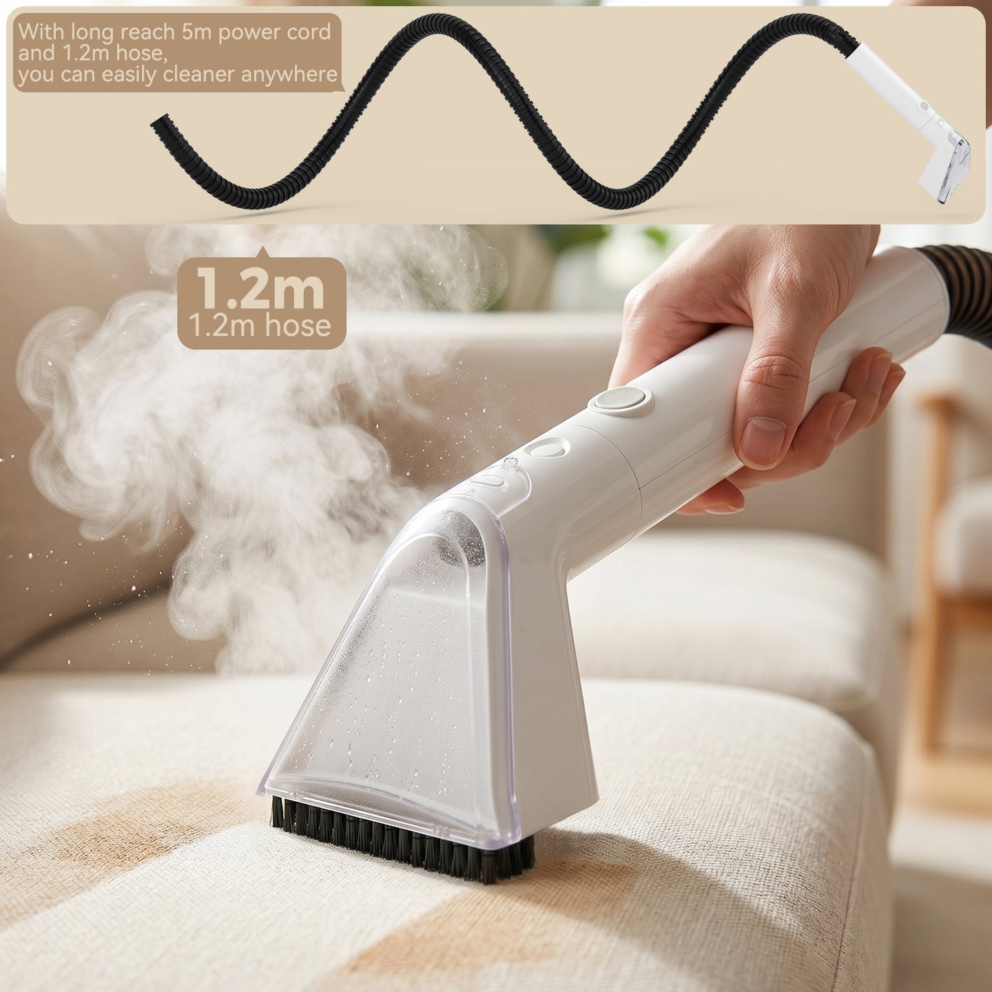 1700W High Power Steam Cleaner Portable Carpet and Upholstery Stain Remover