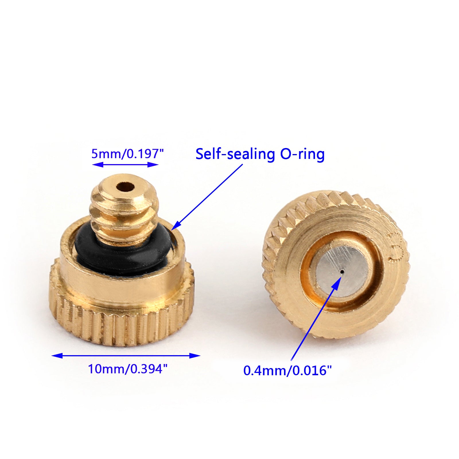 50pcs Brass Misting Nozzles Water Mister Sprinkle For Cooling System 0.016"