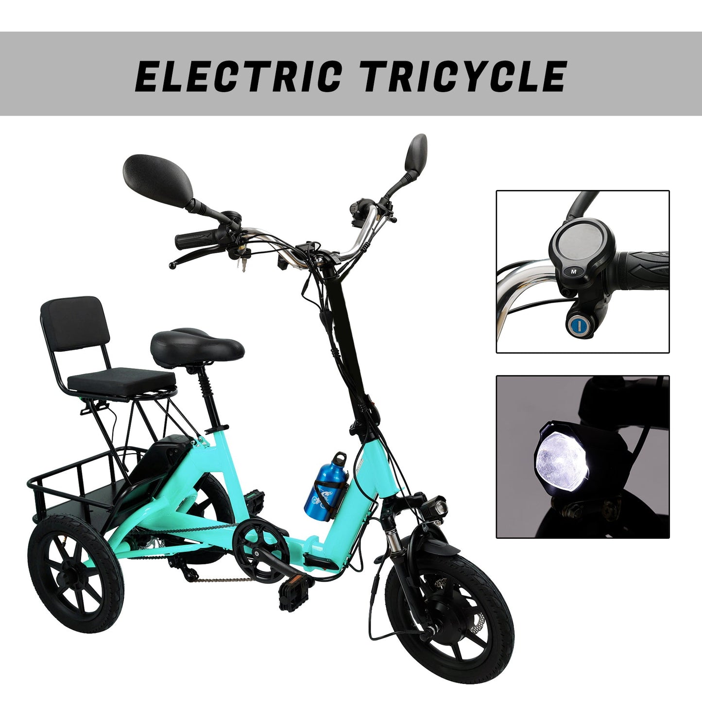 Cyan 350W Electric Trike with Foldable Design & 3 Speeds (Copy)