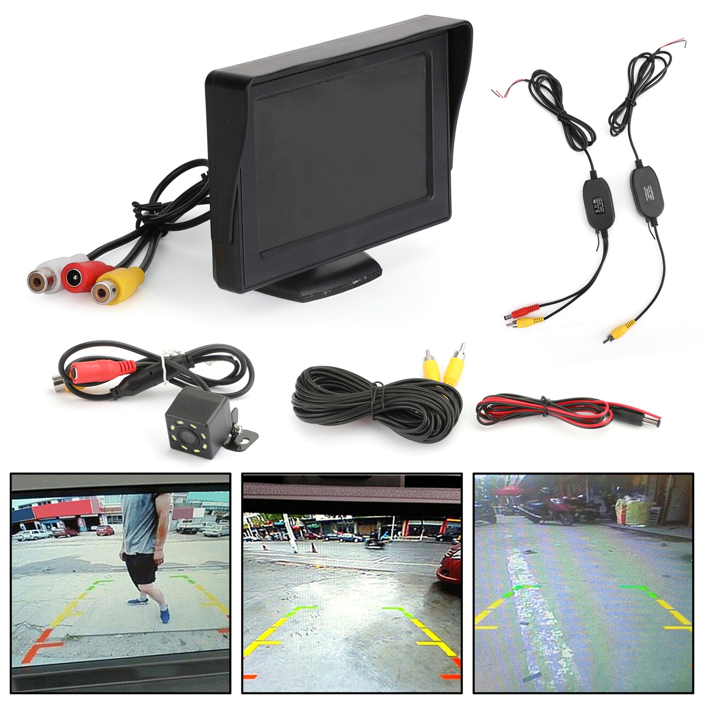 4.3" Car Monitor + Wireless Reverse Camera PAL NTSC Rear View Display TFT LCD Kit