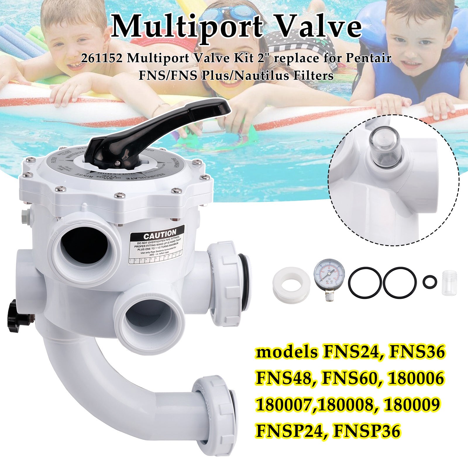 261152 2-Inch Multiport Valve Replacement for Pentair FNS, FNS Plus & Nautilus D.E. Filters