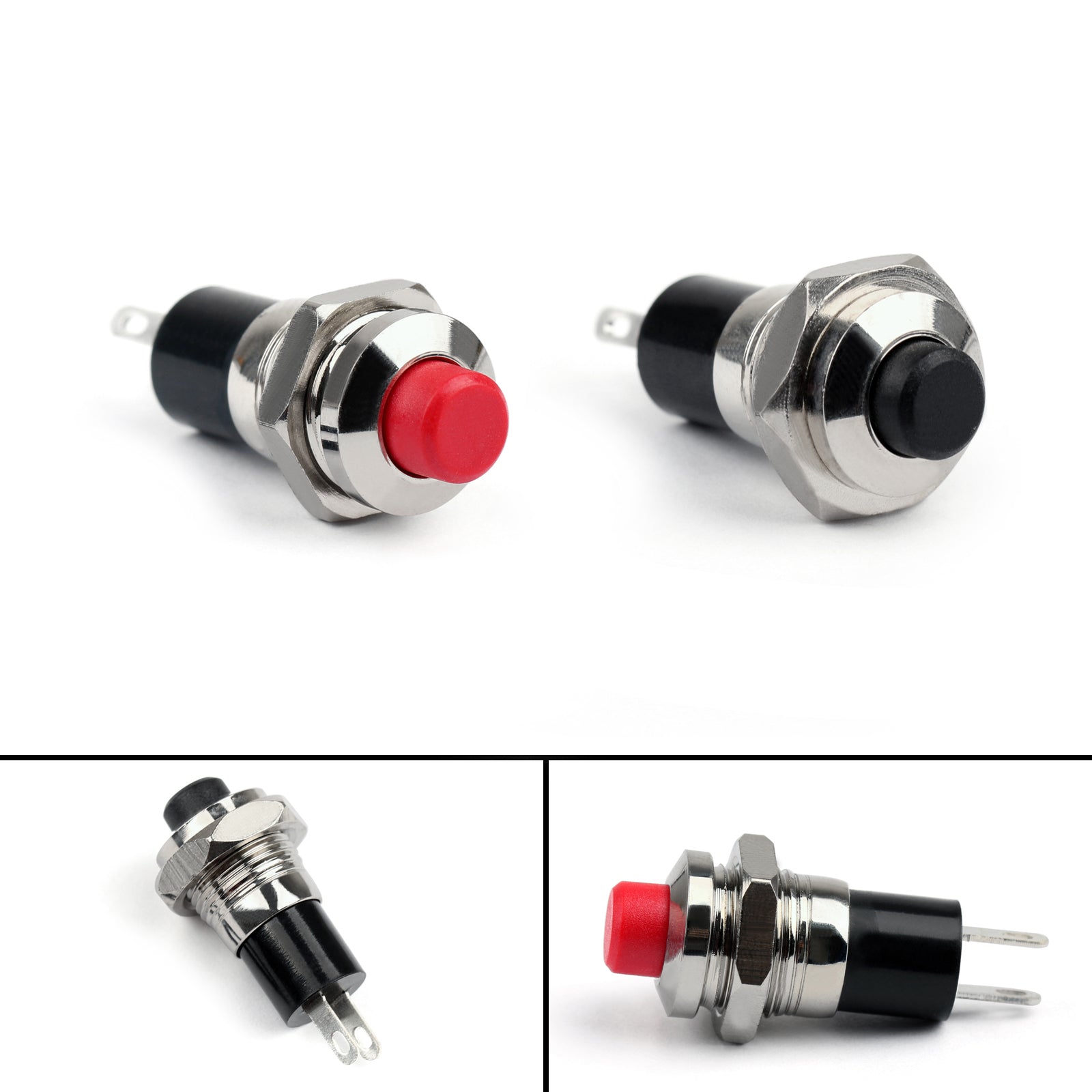 4Pcs RED New Mini Push Button SPST Momentary N/O OFF-ON Switch 10mm Red For Car
