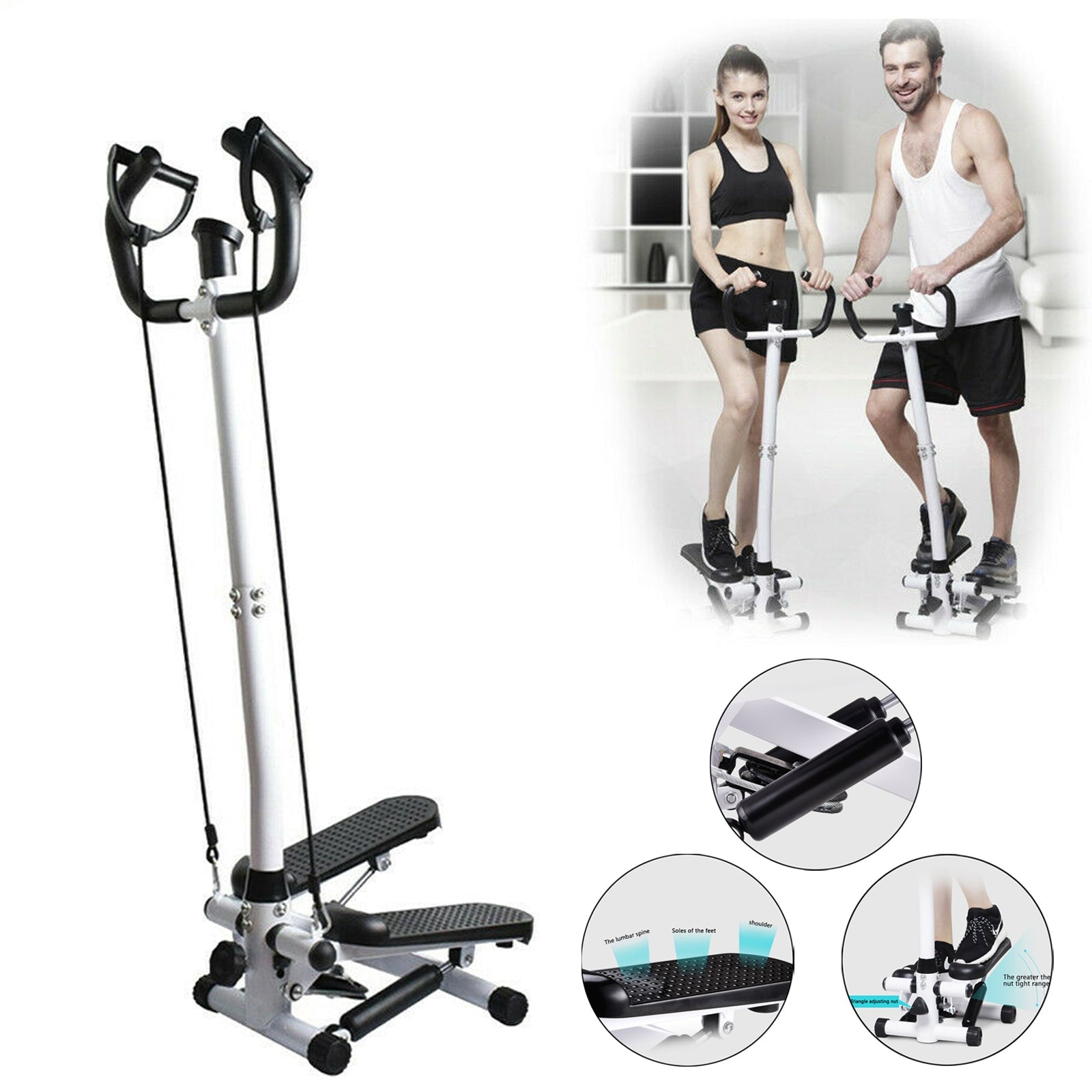 Fitness Workout Exercise Air Stair Stepper Machine Cardio Equipment + Handle Bar