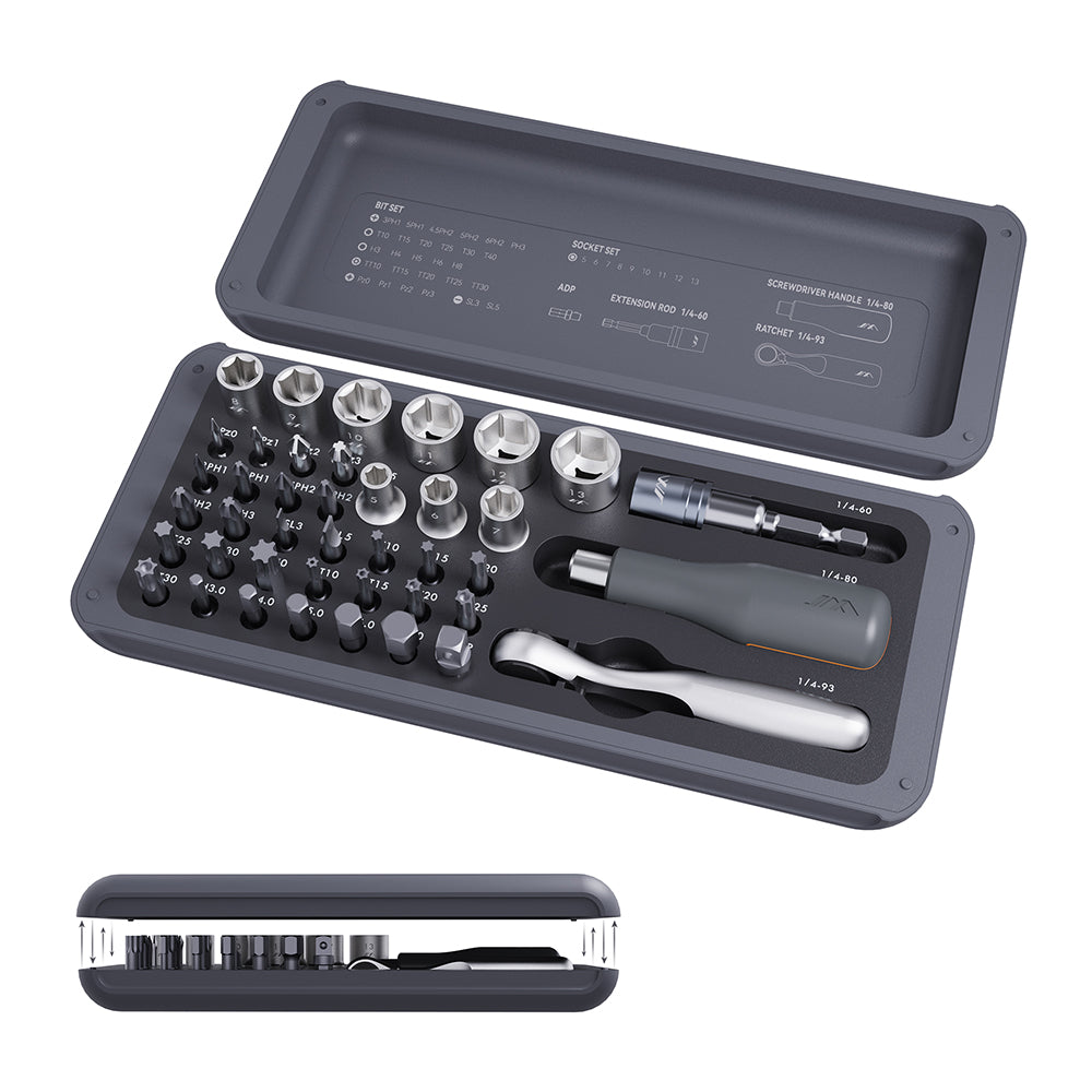 Polycarbonate and Alloy Steel 41-Pieces Mini Ratchet and Screwdriver Set Compact and Portable